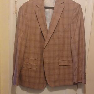 Men's Tallia Rose/Grey/Burgandy Plaid Blazer. Sz 48R Slim Fit